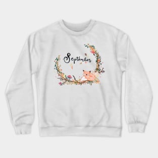 september fall wreath border Crewneck Sweatshirt